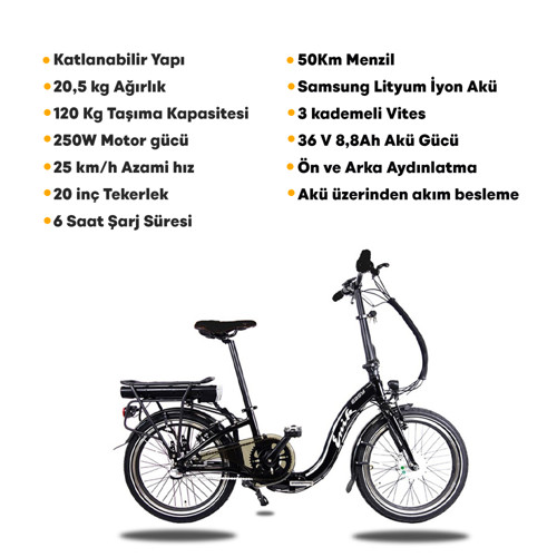 Enik Easy Elektrik Destekli Siyah Bisiklet